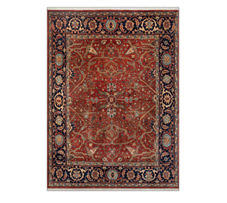 8x10 Traditional Persian Heriz-Serapi Floral Motifs Red Wool Rug