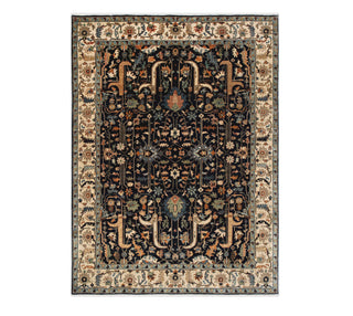 8x10 Traditional Persian Tabriz Navy Wool Hand Knotted Area Rug For Bedroom / Living Room