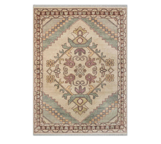 8x10 Turkish Vintage Medallion Inspired Ivory Wool Rug: Oriental Looms
