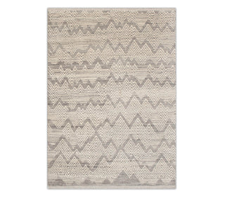 8x10 Wavecrest pattern Ivory Natural Wool Hand Knotted Rug