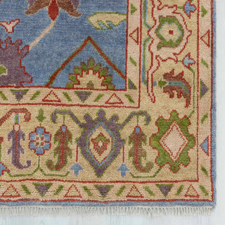 8x10 hand knotted blue wool oushak rug for living room