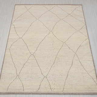 8x10 low pile hand-knotted wool, distressed geometric carpet
