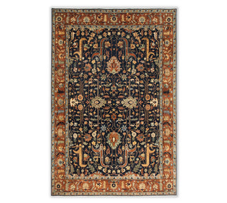 8x10 navy rust Serapi Persian Retro High Quality Hand Knotted wool area rug for bedroom