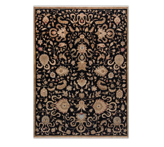 8x11 Black Wool Indo Peshawari High KPSI Hand Knotted Rug 