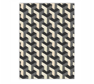 9x12 3d Cube design hand stitched black ivory handmade abaca fiber rugs for sale.