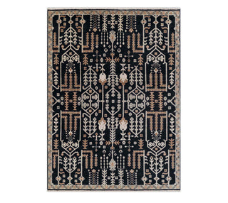 9x12 Black Living Room Area Rug Cypress Tree Design Wool Rug 
