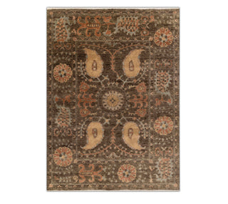 9x12 Brown Charcoal Suzani Pattern Soft Quality Wool Oushak Style Hand Knotted Wool Rug 