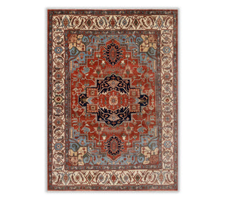 9x12 Classic Persian Heriz Serapi Rust Wool Rug For Living Room