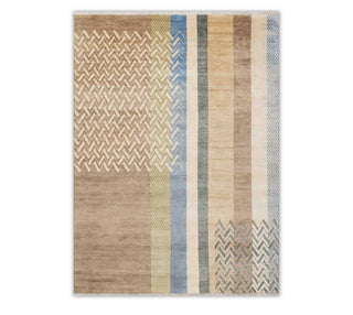 9x12 Colored Stripes Design Geometric Style Soft Quality Wool Hand Knotted Soft Quality Wool Rug