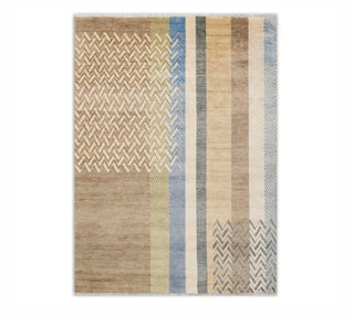 9x12 Colored Stripes Design Soft Quality Wool Hand Knotted Geometric Style Rug