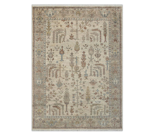 9x12 Distressed Beige Soft Gray Hand Knotted Oushak Wool Rug