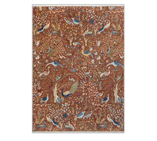 9x12 Fine Hand Knotted Birds of Paradise Inspired Rust Wool Rug for living room