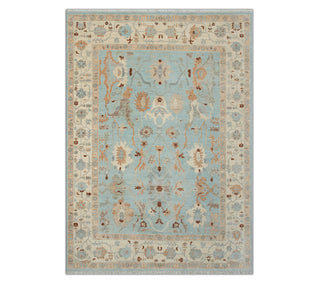 9x12 Fine Hand Knotted Blue Wool Oushak Rug: Oriental Looms USA
