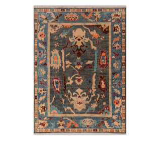  9x12 Gray Wool Hand Knotted Oushak Rug for living room
