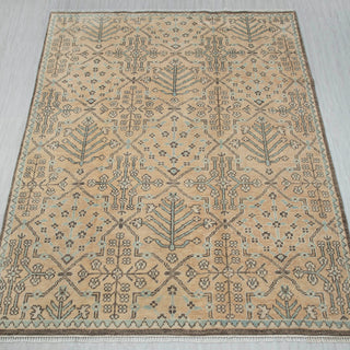 9x12 Hand-knotted rug in rust and beige with geometric botanical Oushak design