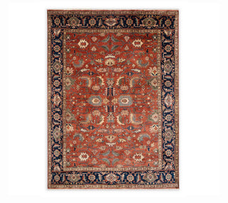 9x12 Handmade Modern Persian Look Rust Wool Rug For Living Room
