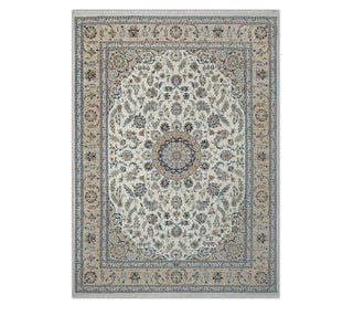 9x12 Ivory Beige Super Fine Knotted Indo Persian Nain Wool & Silk Rug