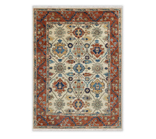 9x12 Ivory Hand Knotted Modern Oushak Wool Rug For Livingroom