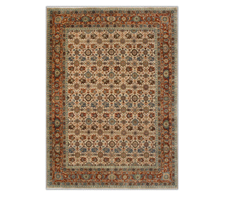 9x12 Ivory Rust Traditional Persian Mina Khani Motifs Wool Rug
