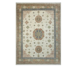 9x12 Ivory Soft Neutral Palette Hand Knotted Persian Khotan Wool Rug