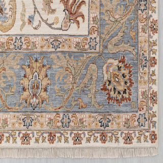 9x12 Modern hand-knotted rug with open floral pattern in ivory cream tones.