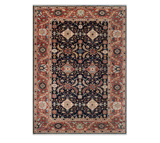 9x12 Navy Classic Persian Serapi Reproduction Wool Rug