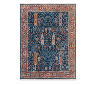 9x12 Navy Rust Wool High Quality Persian Inspired Oushak Rug