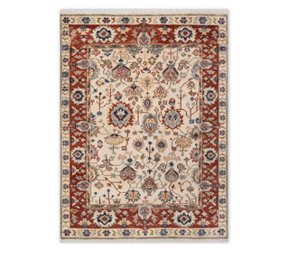 9x12 New Decorative Ivory red Turkish Oushak Soft Wool Hand Knotted Oriental Rug For Living Room