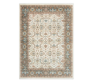 9x12 New Ivory Dark Olive Wool Persian Inspired Fine Hand Knotted Weave Rug