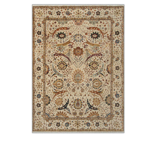 9x12 New Super Fine Knotted Persian Kerman Sickle Ivory Wool Rug