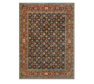 9x12 New Traditional Persian Mina Khani Motifs Navy Wool Area Rug