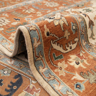 Persian Ziegler-style hand-knotted rug with allover floral lattice motifs in ivory, rust, teal, 9x12