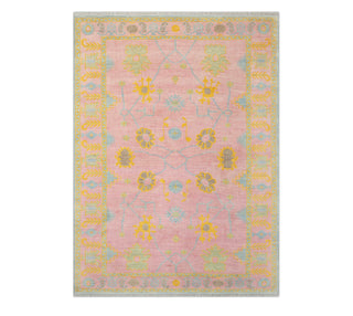 9x12 Pink Gold Wool Fine Hand Knotted Persian Inspired Oushak Rug FOR BEDROOM