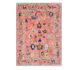 9x12 Pink Turkish Oushak Handmade Soft Wool Rug For Bedroom