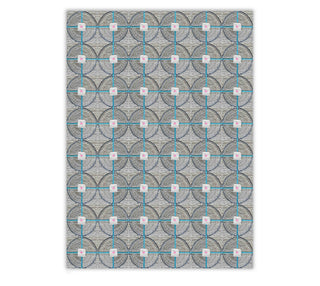 9x12 Trellis hand-knotted rug in gray blue with square lattice design. Handmade abaca fiber rugs for Sale.