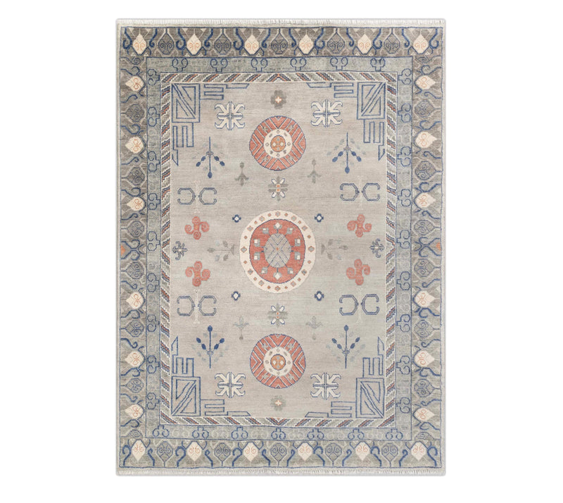 9x12 Vintage Persian Style modern decorative Khotan Handmade Gray Wool Rug