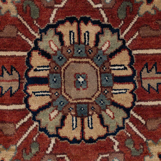 9x12 Vintage Style Heriz Serapi Area Rug with Ivory Border and Traditional Persian Design