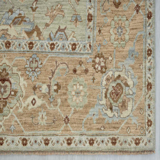 9x12 ft Modern hand-knotted rug with open floral pattern in sage green tones.