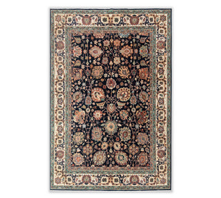 9x12 hand knotted vintage persian navy wool rug for bedroom living room