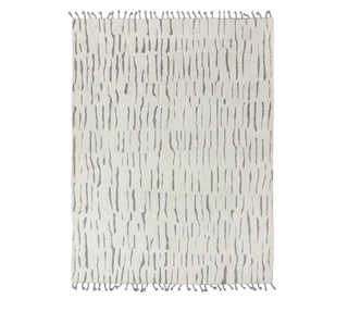 White Grey Soft Wool Rug Moroccan Beni Ourain Hand Knotted Wool Rug