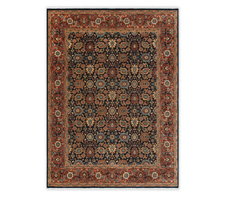 8x10 Rich Navy Rust Floral Motif Super Fine Weave Hand Knotted Persian Carpet