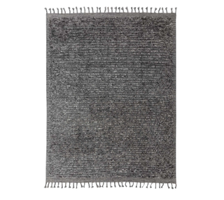 Ashley Earth Charcoal Ribbed Thick Moroccan Wool Pile Rug