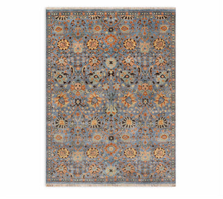 Blue High Quality Hand Knotted Persian Inspired Oushak Rug