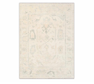 Neutral Distressed Look Turkish Style Oushak Rug Cream Soft Quality Wool Hand Knotted Muted Oriental Rug