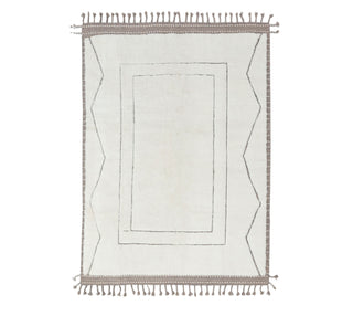  Handmade Zigzag Border Moroccan Beni Ourain Berber Shag Boho Wool Rug 