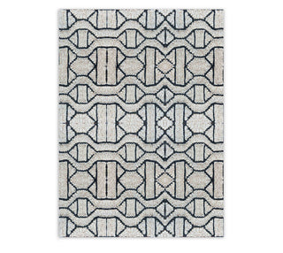 Black Geometric Trellis Pattern Natural Fiber Rug Custom handmade abaca fiber area rugs.