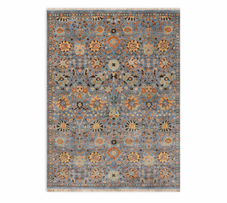 Blue High Quality Hand Knotted Persian Inspired Oushak Rug