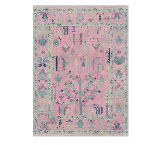 Blush Pink Tree of Life Inspired Oushak Rug - Custom Size Area Rug