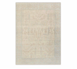 Washed Look Cream Gray wool Handmade Soft Wool Muted Area Rug