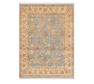 8x11 Blue Gray Ivory Persian Floral Inspired Hand Knotted Fine Weave 100% Wool Rug